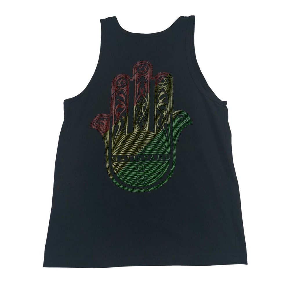 Matisyahu Men Black Graphic Tank Top Hamsa Hand Rasta Colors Size M 712